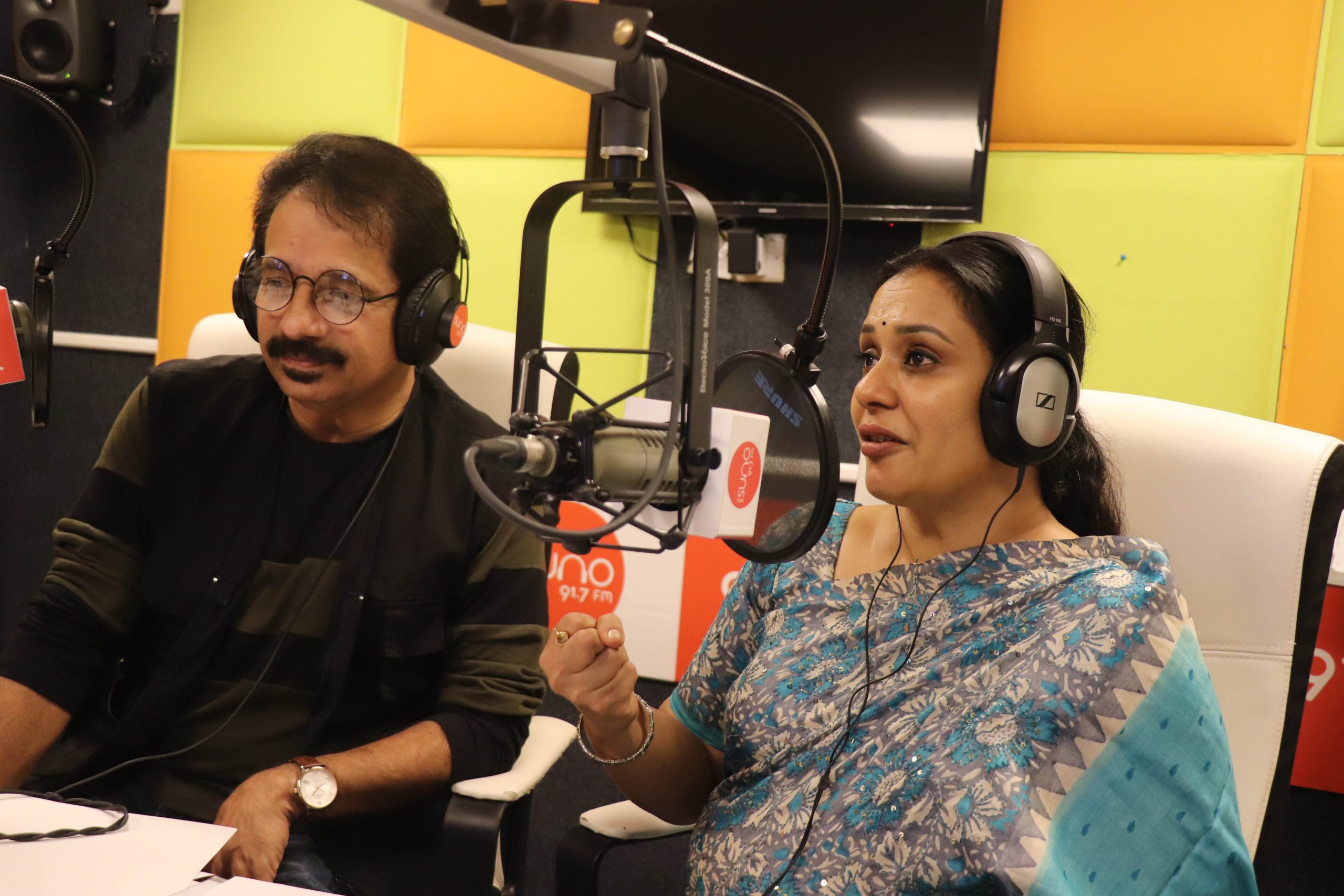 Radio Suno Drama Fest Judges Murali Menon and Mala Parvathy at Studio