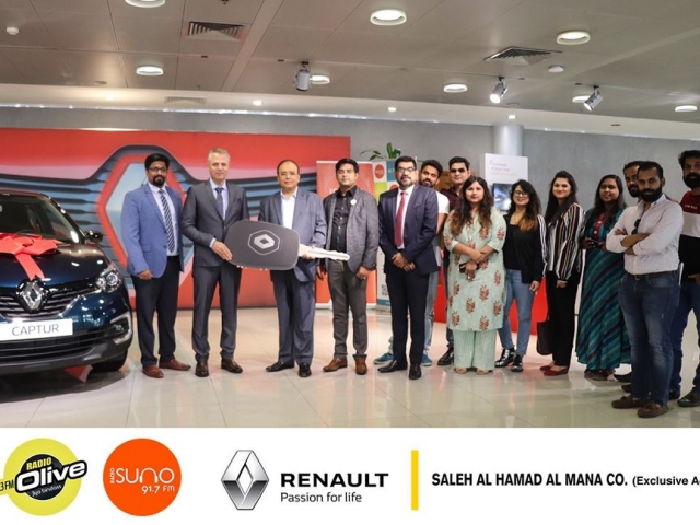 Renault car key Handing over to Olive Suno Managing Director Mr.satheesh pilla along with Ameer Ali and Krishnakumar