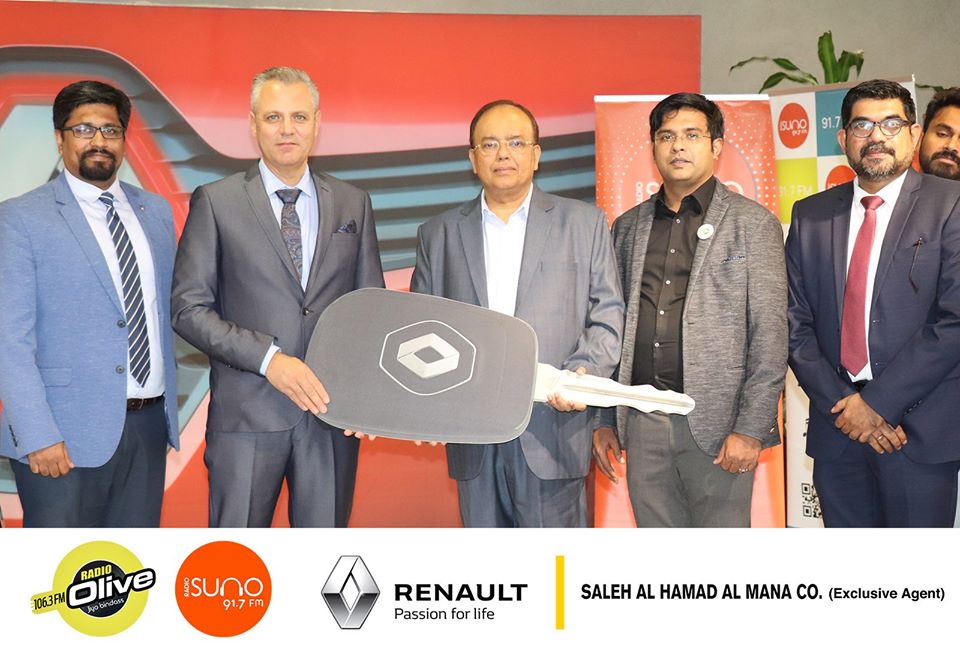 Renault car key Handing over to Olive Suno Managing Director Mr.satheesh pilla along with Ameer Ali and Krishnakumar