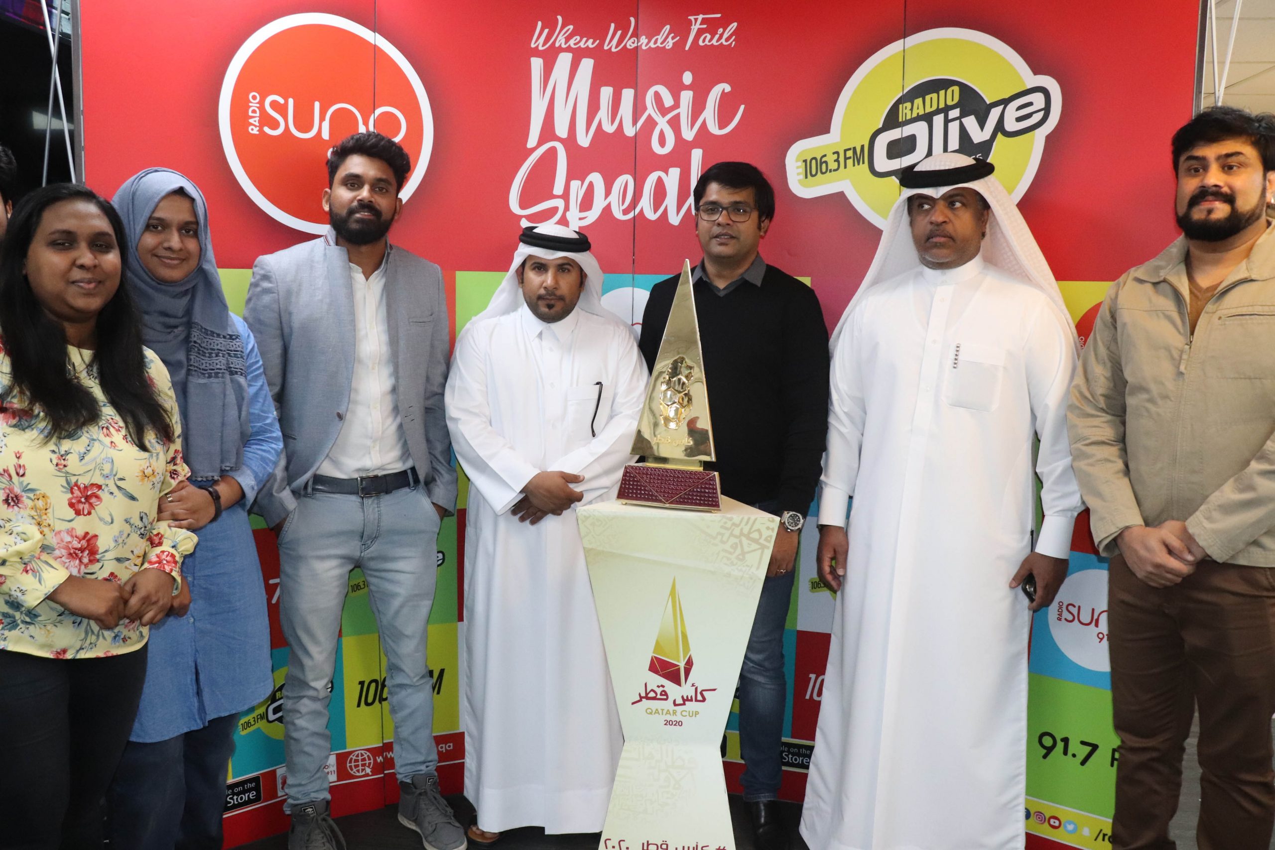 Radio Suno team with Qatar cup trophy