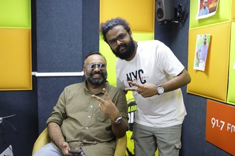 RJ Appunni with Omarlulu at Radio Suno Studio